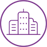 Environmental services industry digital plan icon featuring buildings