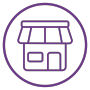 Sector-specific Industry Digital Plans: An icon representing the food services sector featuring an illustration of a shop